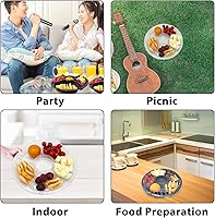 Vista 4 de 12 bandejas desechables para frutas, bandeja redonda de plástico para servir aperitivos con tapa, 6 compartimentos, recipientes divididos