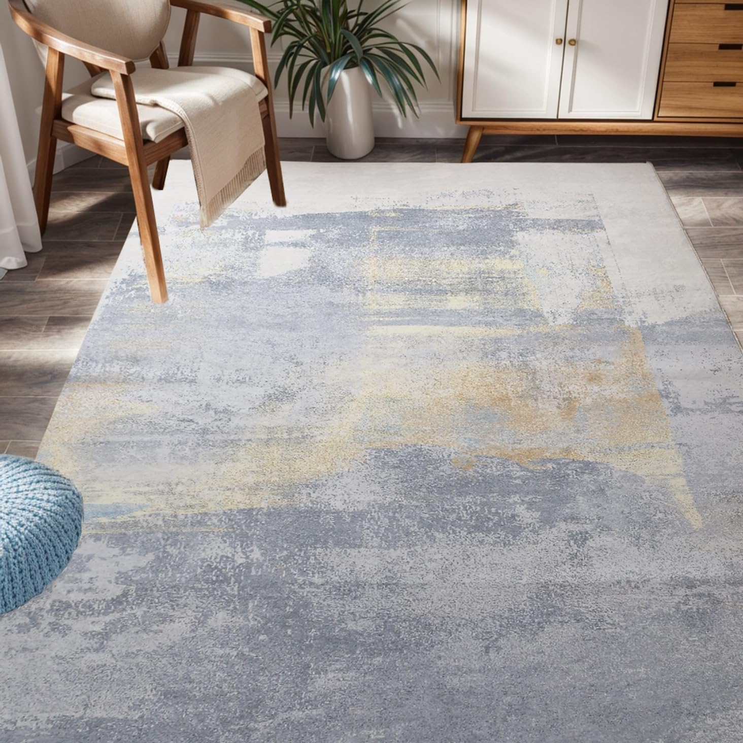 Modern Abstract Soft Area Rug - 5x7 Large Washable Rugs for Bedroom ...
