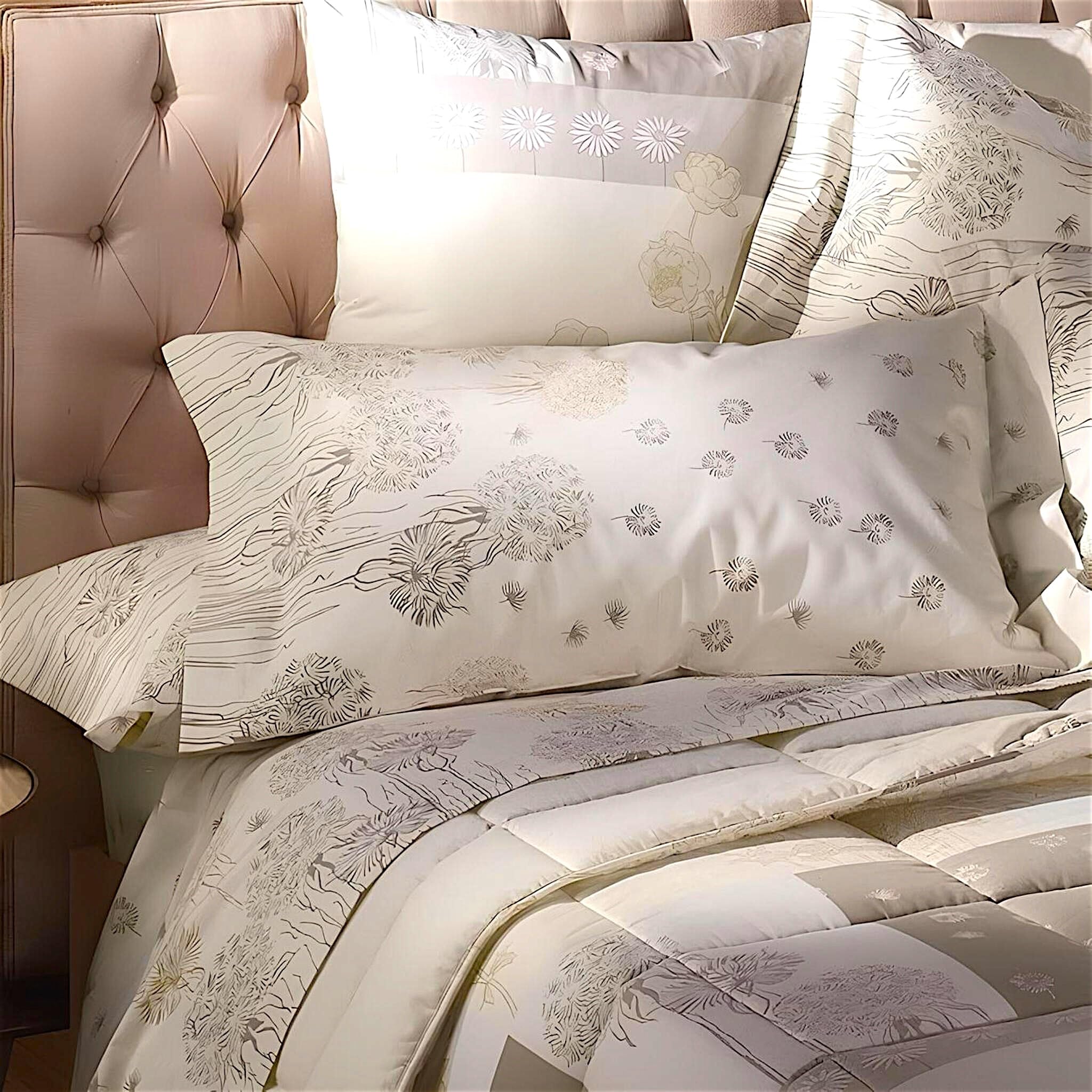 Caleffi - Completo Letto Matrimoniale con Lenzuola Matrimoniali Cotone 100% 240x285, Lenzuolo con Angoli Matrimoniale Coprimaterasso Sotto 180x200 per Materasso Alto 28cm, 2 Federe Cuscino Letto 50x80