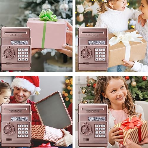 Miniatura 5 de Cabhuti ATM - Alcancía electrónica con contraseña para dinero en efectivo, caja de ahorro de dinero para niños y niñas, el mejor regalo (oro rosa)