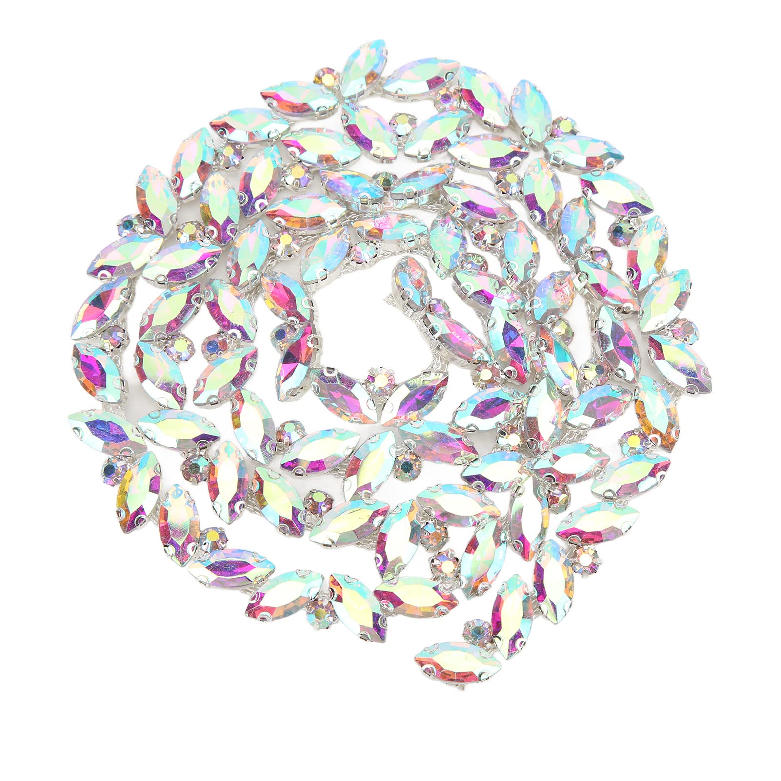 Acouto Crystal Chain Trim, Transparent Glass Claw Chain High Hardness Rhinestone Strips for Clothing, Shoes, Jewelry Accessories — view 6