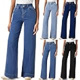 Women Wide Leg Jeans Trendy Y2k Mom Jeans Baggy Stretchy High Waisted Denim Pants with Pockets Cowgirl Outfits