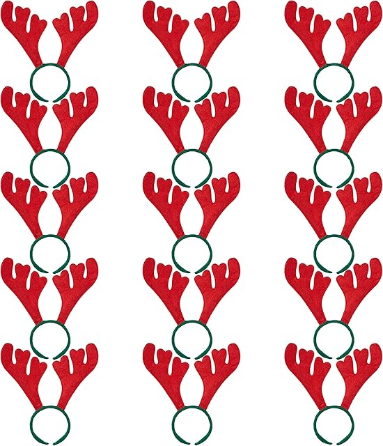 THE TWIDDLERS - 15 Christmas Felt Headbands Antler Reindeer Head Boopers Festive Costume Fancy Dress Up Accessories for Xmas Party