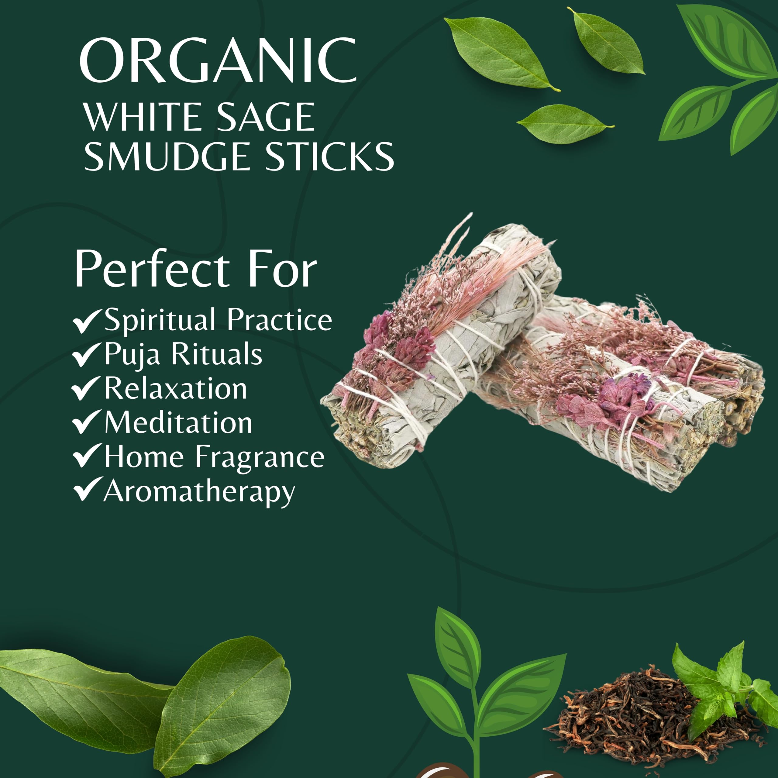 Pack De 3 Varitas De Salvia Blanca Para Limpieza Energética | Guía De Inicio Para Sahumar Casa Y Meditación (4 Pulgadas)