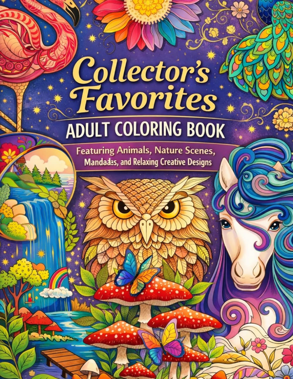 Collector’s Favorites Adult Coloring Book: Featuring Animals, Nature Scenes, Mandalas, and Relaxing Creative Designs