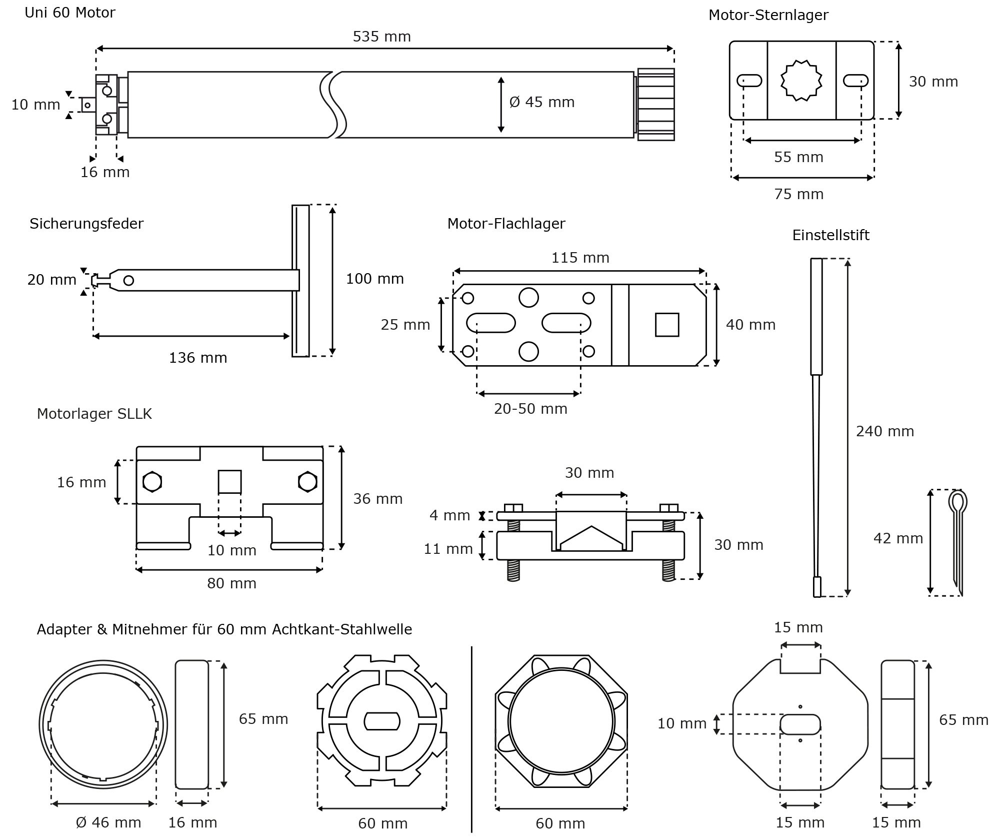 jarolift Elektromechanischer Universalmotor Uni 60 Rohrmotor SW60 + THOR Zeitschaltuhr inkl. Sonnensensor