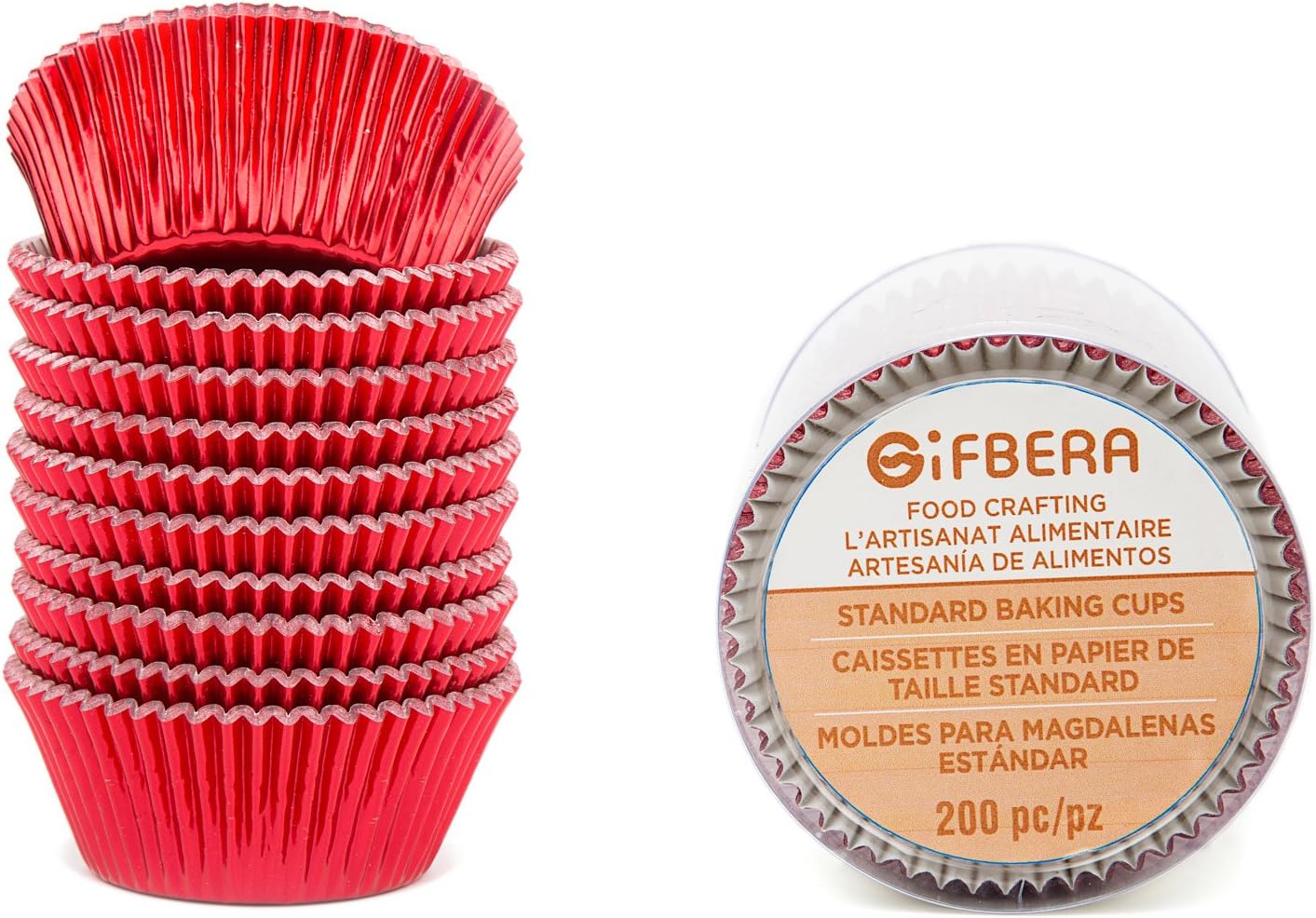Gifbera Baking Cups 200Pcs Metallic Foil Baking Cases Paper Muffin Cupcake Cases Muffin Paper Cupcakes for Cupcakes Muffins Pudding