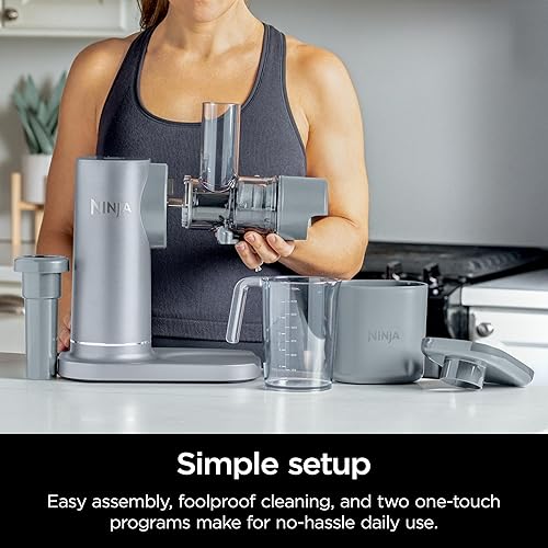 Miniatura 6 de Ninja NeverClog - Exprimidor de prensa en frío, potente exprimidor lento con control total de pulpa, encimera, eléctrico, 2 funciones de pulpa, apto