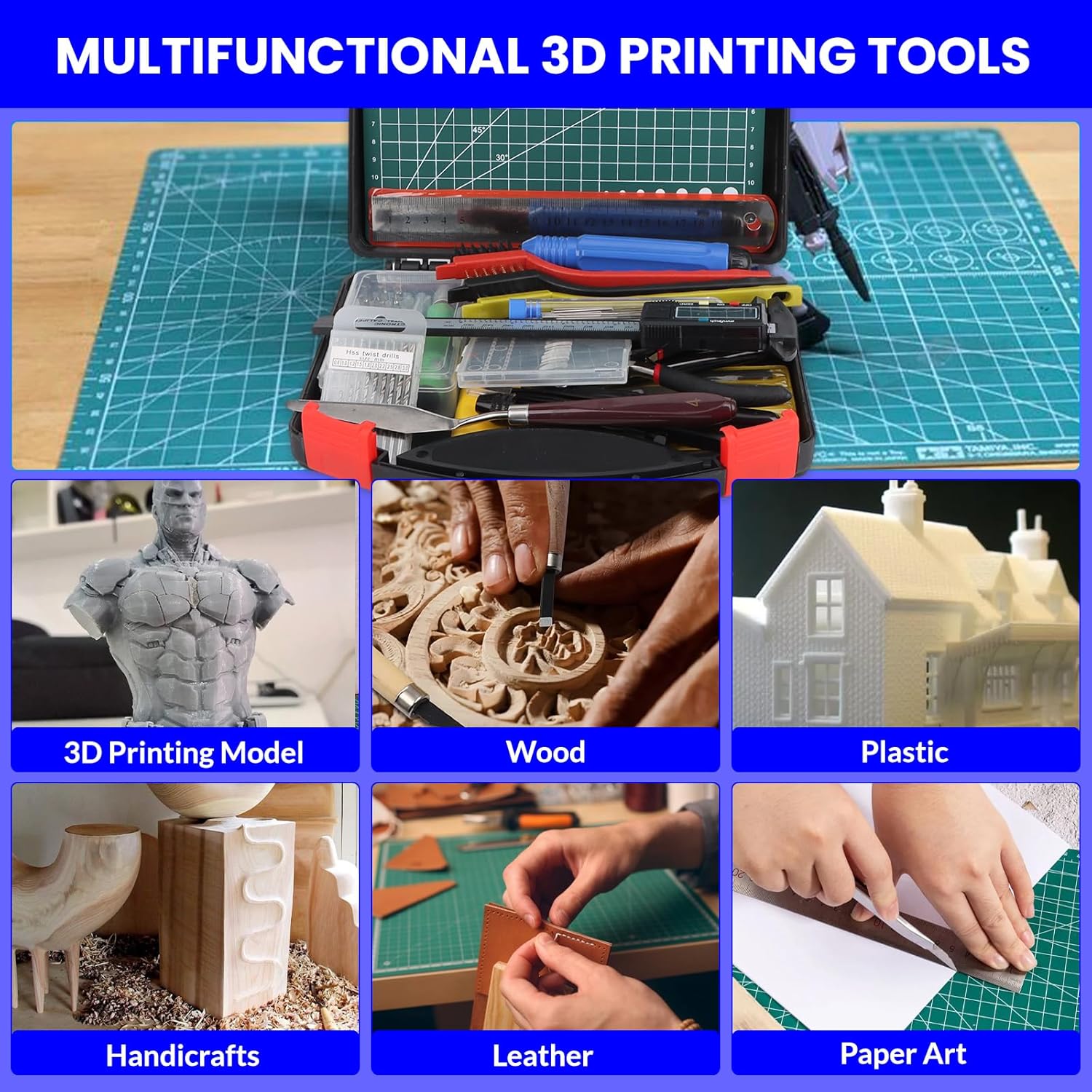 3D Printer Tool Kit, 105 Pcs 3D Printer Accessories Includes Deburring Tool, Removal Tools, Digital Caliper, Cutting Mat, Carrying Case, 3D Printing Tool Kit for Finishing, 3D Print Removing, Cleaning