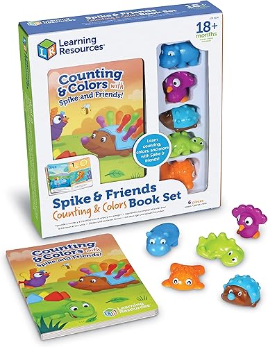 Learning Resources Spike and Friends - Juego de libros de conteo y colores, 6 piezas, a partir de 18 meses para niños pequeños, juego de juguetes