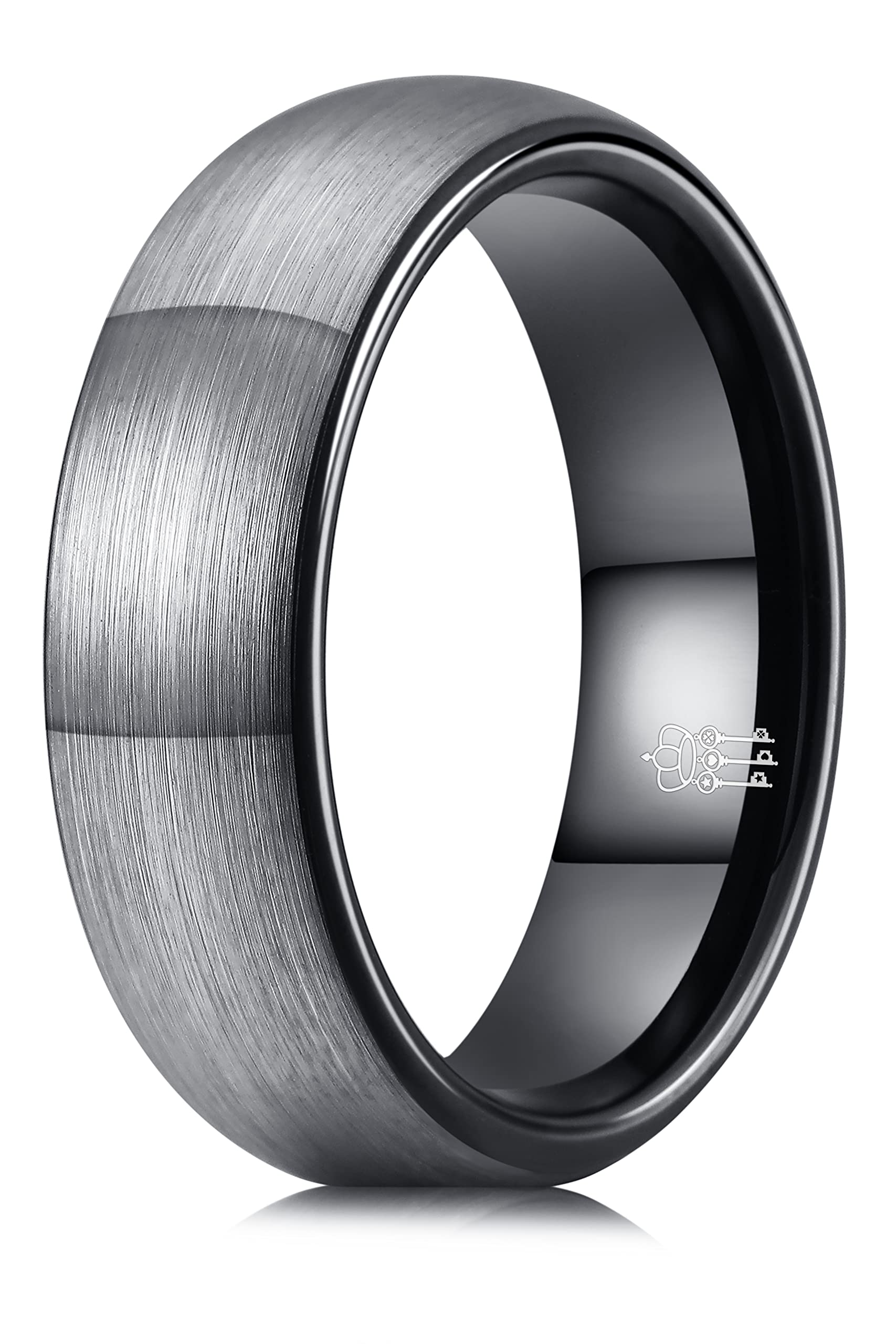 Three Keys JewelryTHREE KEYS JEWELRY 4mm 6mm 8mm Mens Dome Tungsten Carbide Wedding Engagement Ring Bands for Men Women