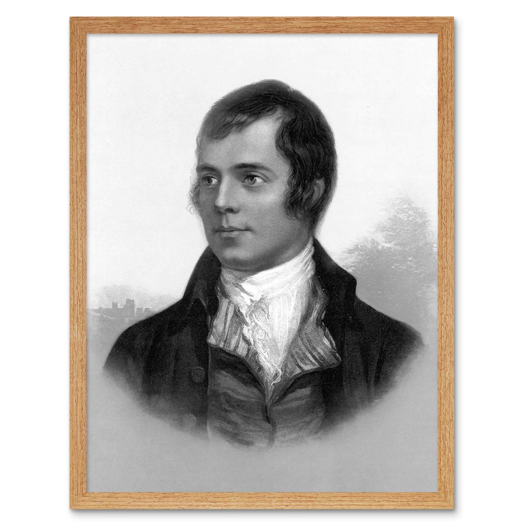 Wee Blue Coo Portrait Of Robert Burns Ayr Scotland Old BW Art Print Framed Poster Wall Decor 12X16 Inch