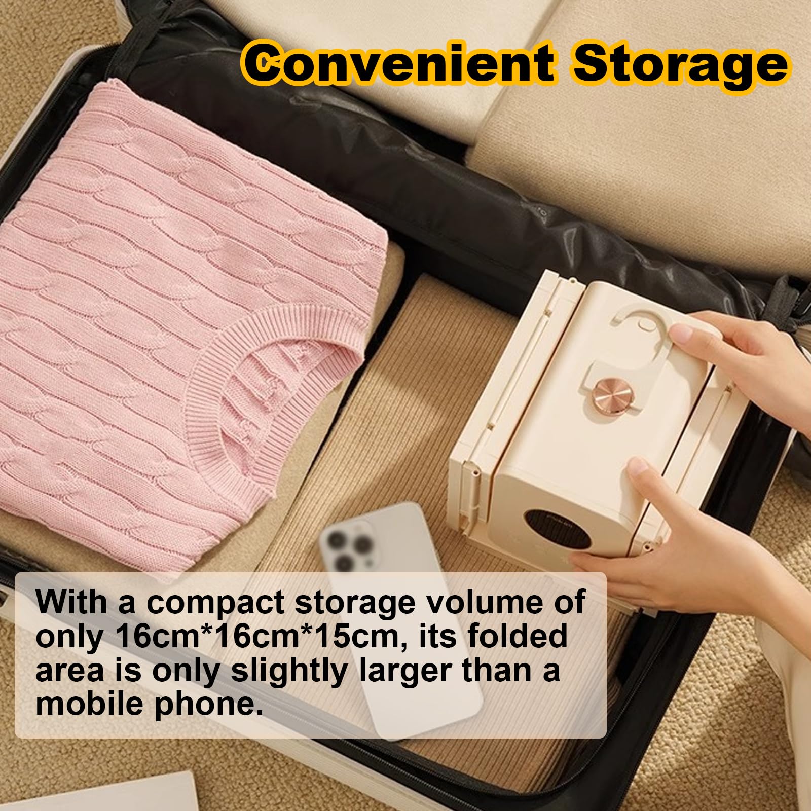 Secador de Ropa portátil, secador Plegable Compacto 850W con Secado rápido 15 min, Temporizador y Modo silencioso, para Apartamentos, Viajes, dormitorios