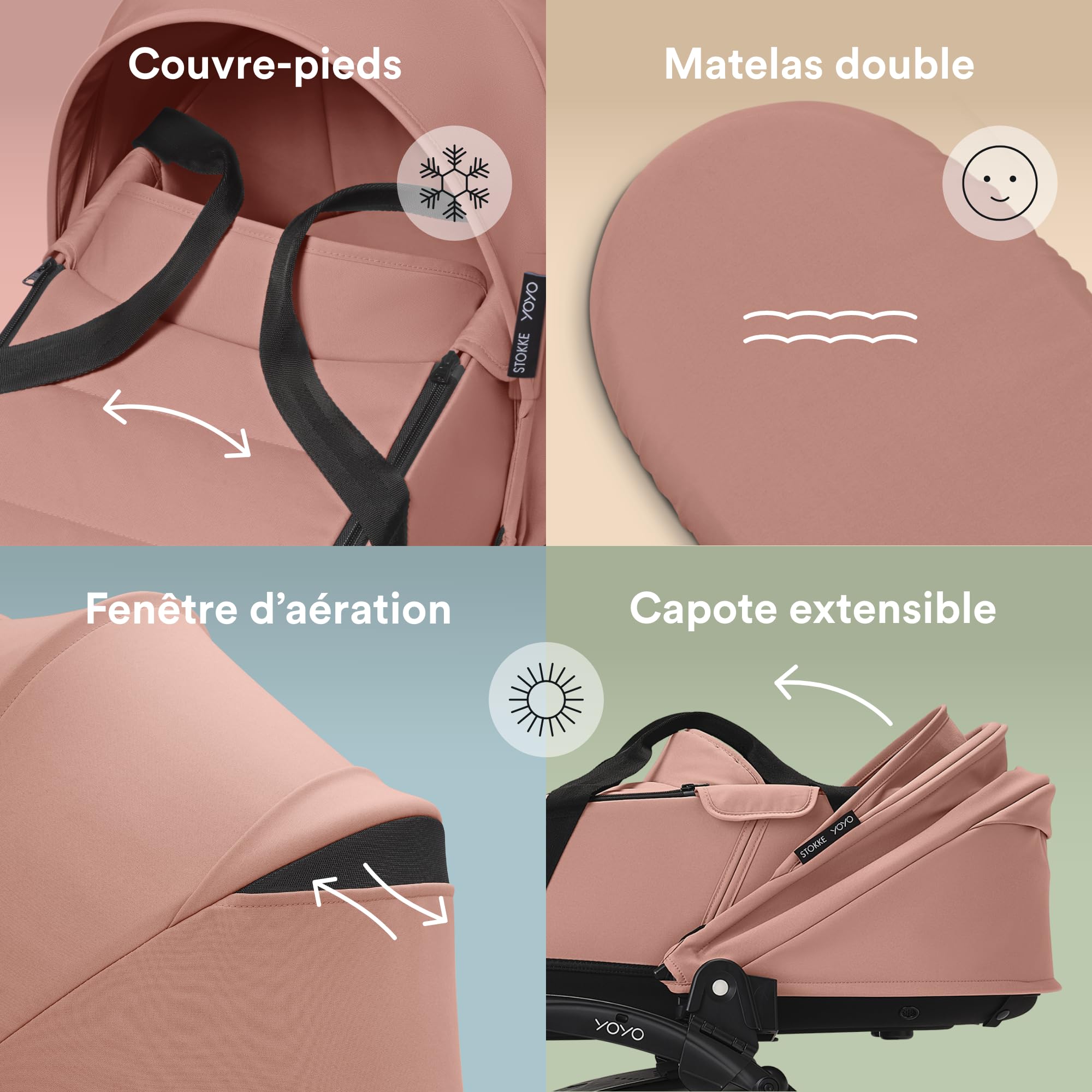 Stokke YOYO Newborn Shell, Ginger - Jusqu’à 6 Mois ou 9 kg - Inclus: Coque Semi-Dure, Double Matelas, Couvre-Pieds - Cadre YOYO nécessaire (Vendu séparément)