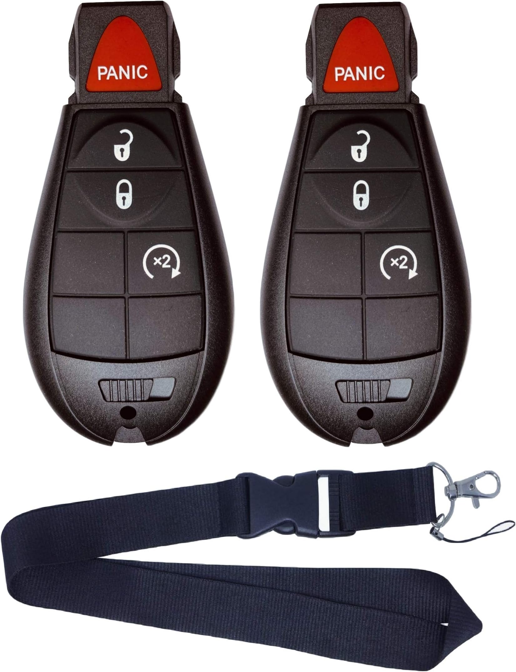 Pair of Electronic Keyless Entry Remotes Fob FOBIK Compatible With Dodge Ram 1500 2500 3500 Truck Pickup 2009 2010 2011 2012 Journey Challenger Grand Car (FCC ID: IYZ-C01C) 4 button + ONE FREE LANYARD