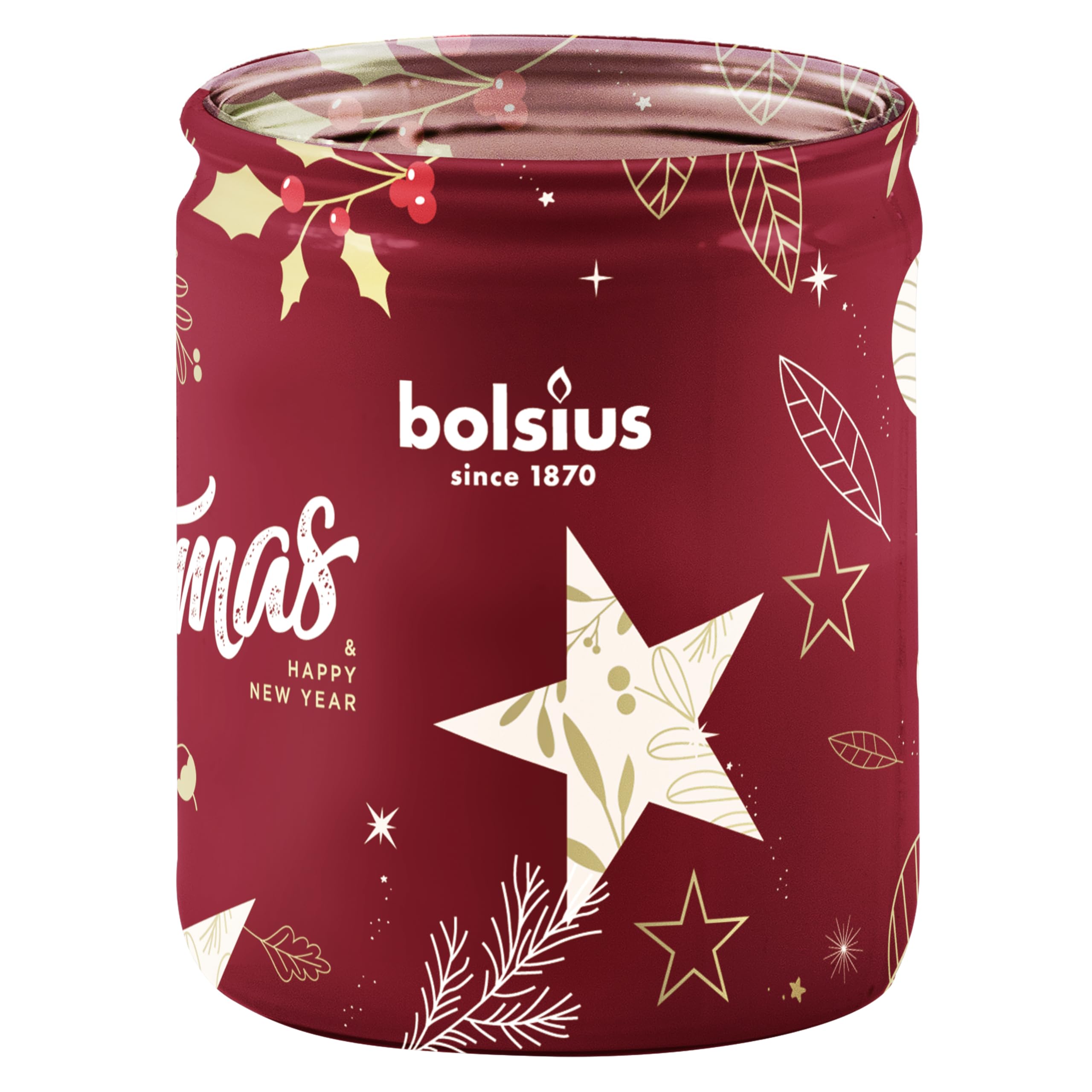 Bolsius - 8717847201041 - Glass with Pattern, 82 x 68 mm, Cranberry, Without Palm Oil