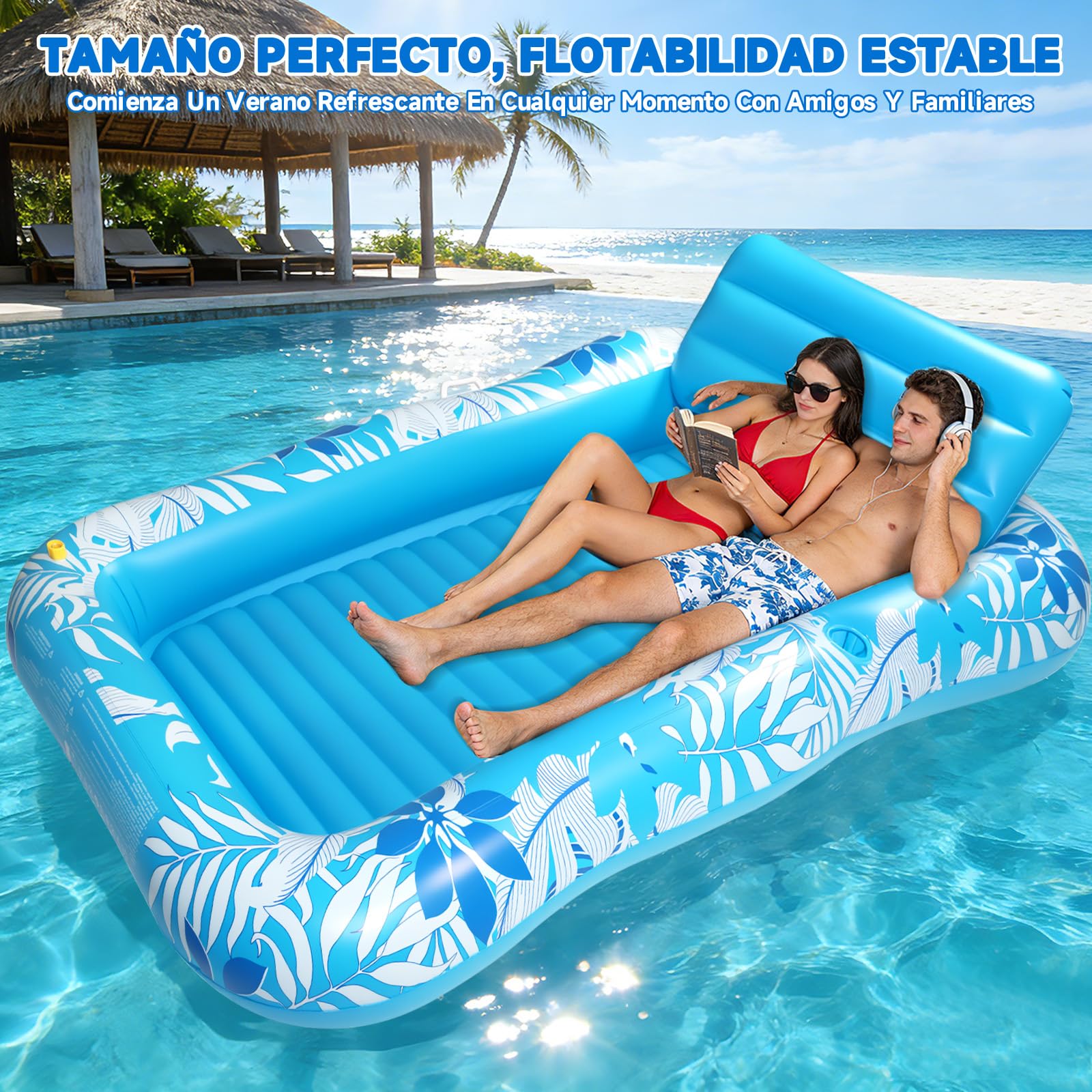 Colchonetas Piscina Adultos, Flotador Inflable Piscina Aspersor 210 × 130 cm, Colchoneta Hinchable Piscina - Cojines & Posavasos, Tanning Pool Piscina, Jardín, Césped, Playa