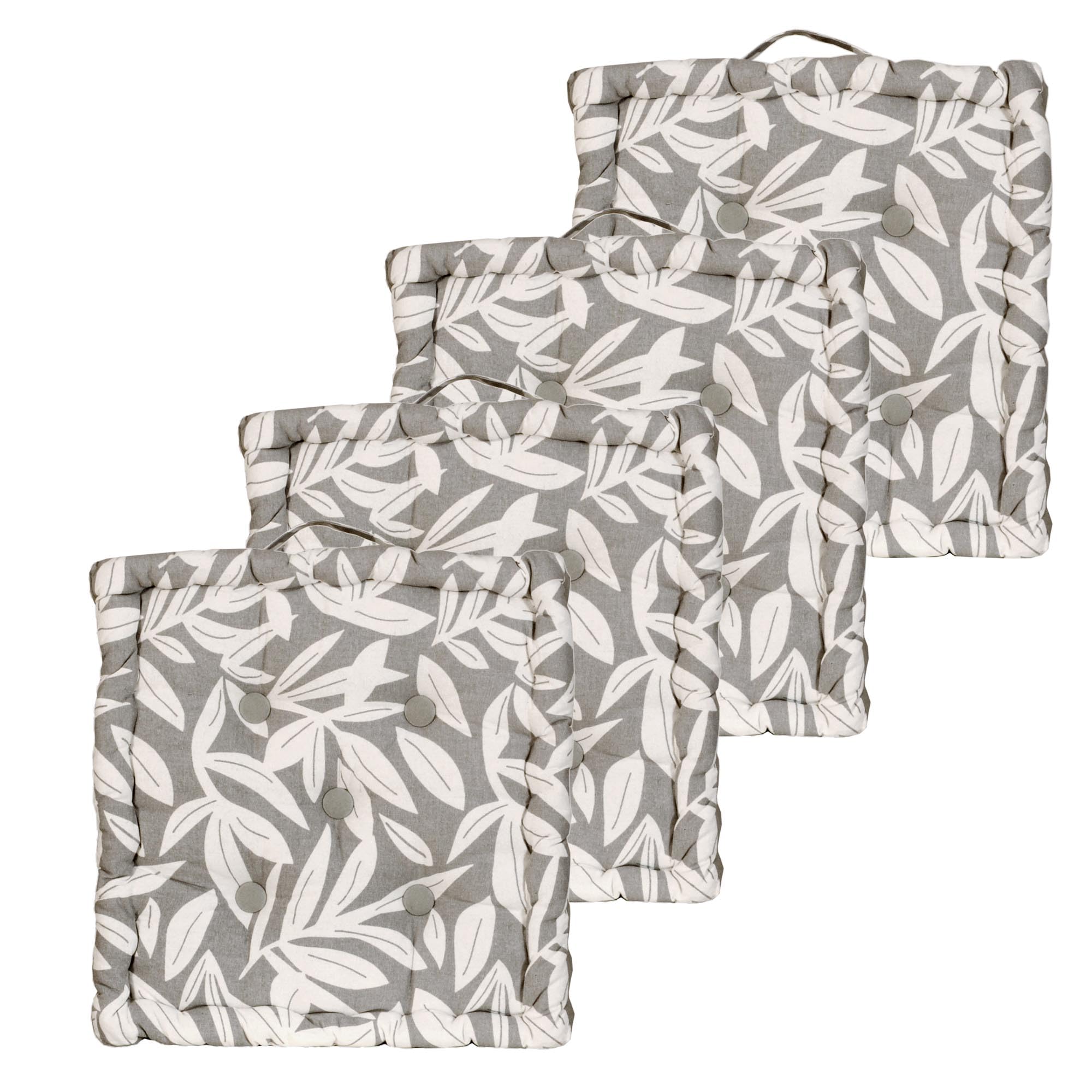 Coussins de sol 40x40cm lot de 4 avec anse de transport rembourrés gris