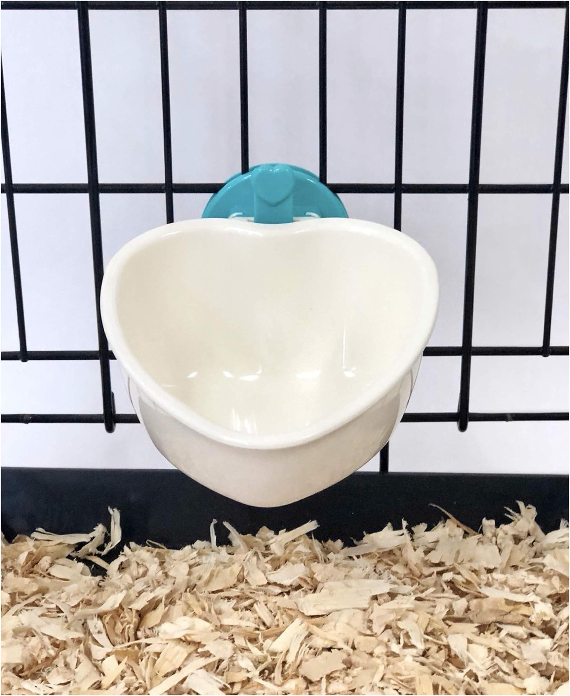 Choco NosePatented Removable Heart Shaped Food Bowl for Dogs/Puppies/Rabbits/Cats/Guinea Pigs/Chinchillas/Birds -Water Dish for Small Pets or Animals - For Wire Cages or Crates 8 oz, Aqua (C607)