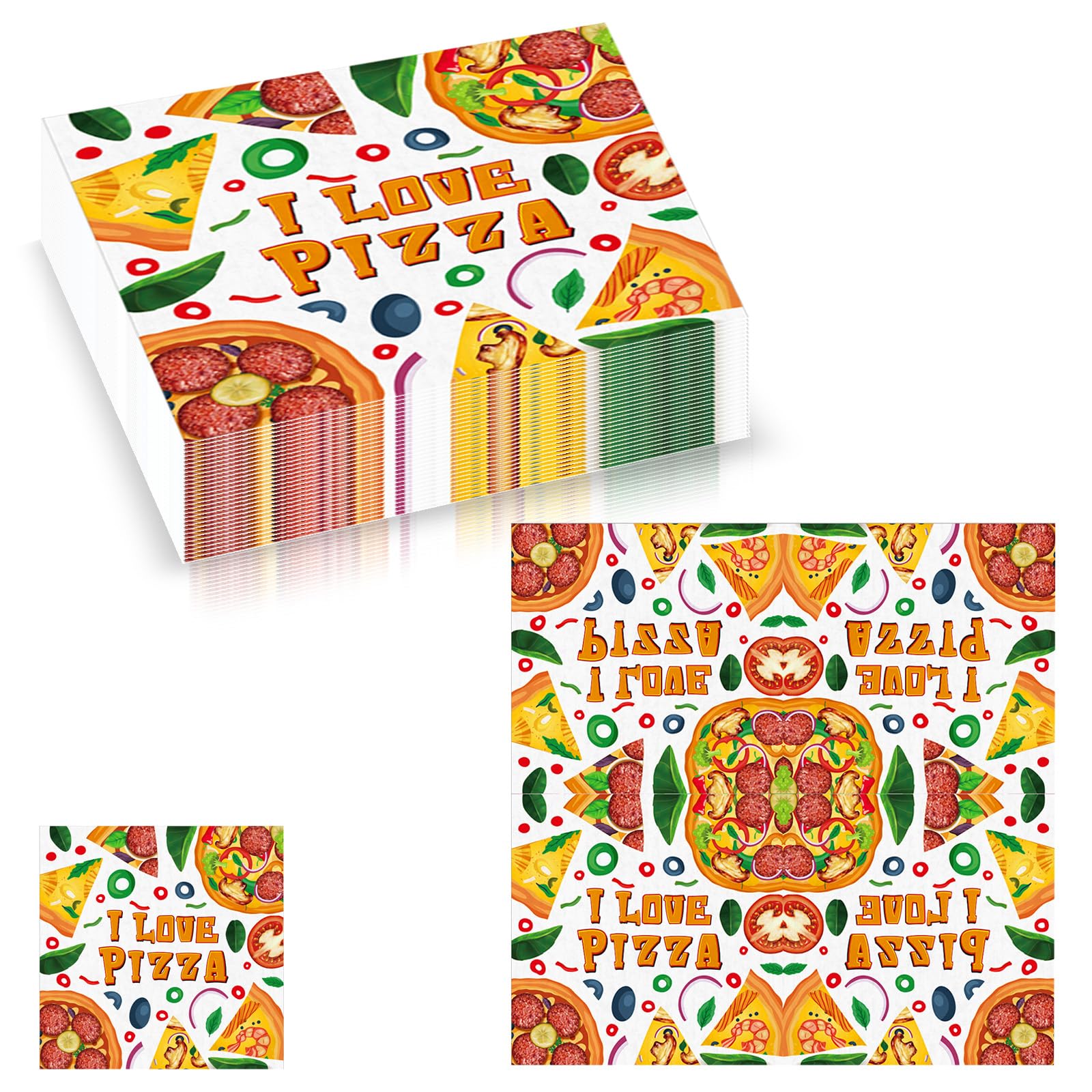 20pcs Pizza Napkins Serviettes Disposable,Henbrui 32cm Food Party Cocktail Napkins Guest Dinner Tissue Decorative Paper Napkins for Kids Boys Birthday Party Summer BBQ Picnic Table Decorations