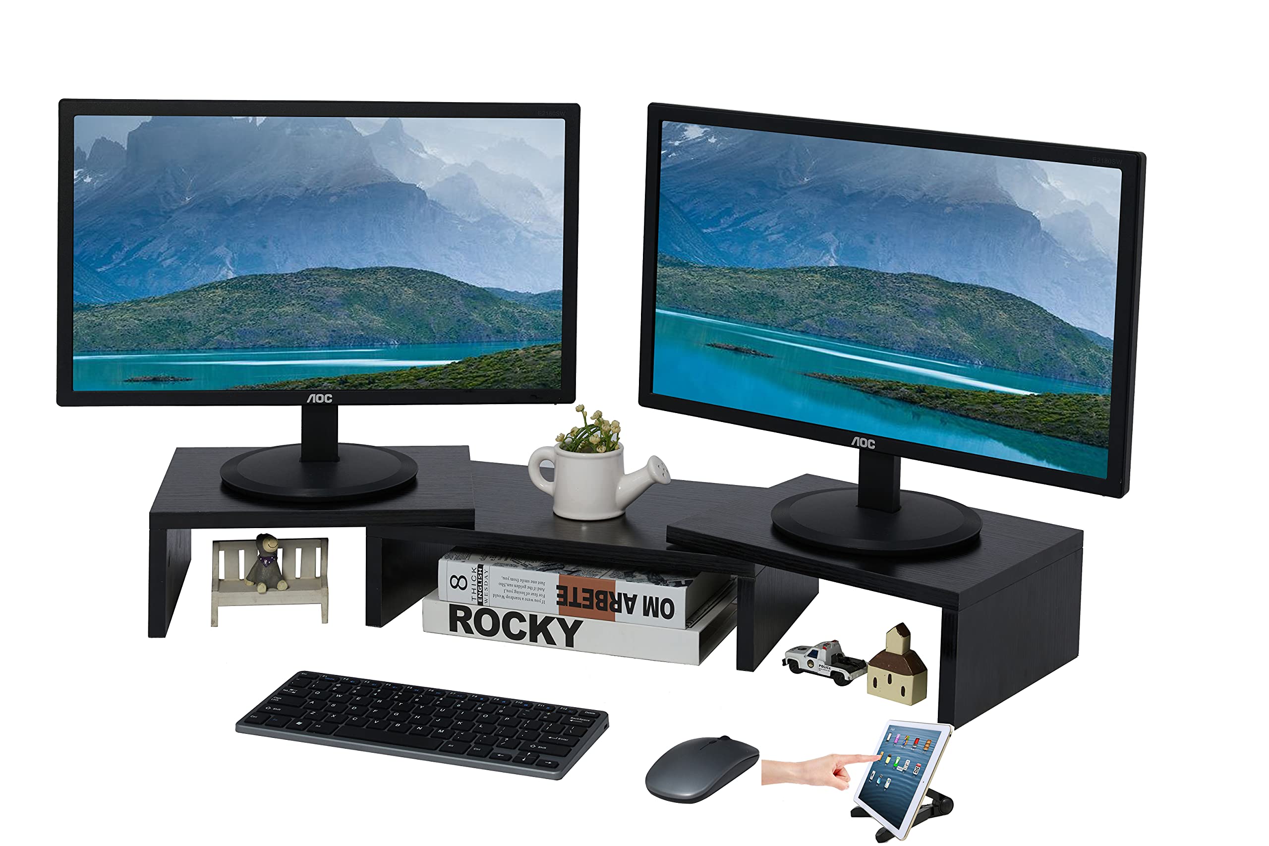 Buy 3 Shelf Monitor Stand Riser with Adjustable Length and Angle for