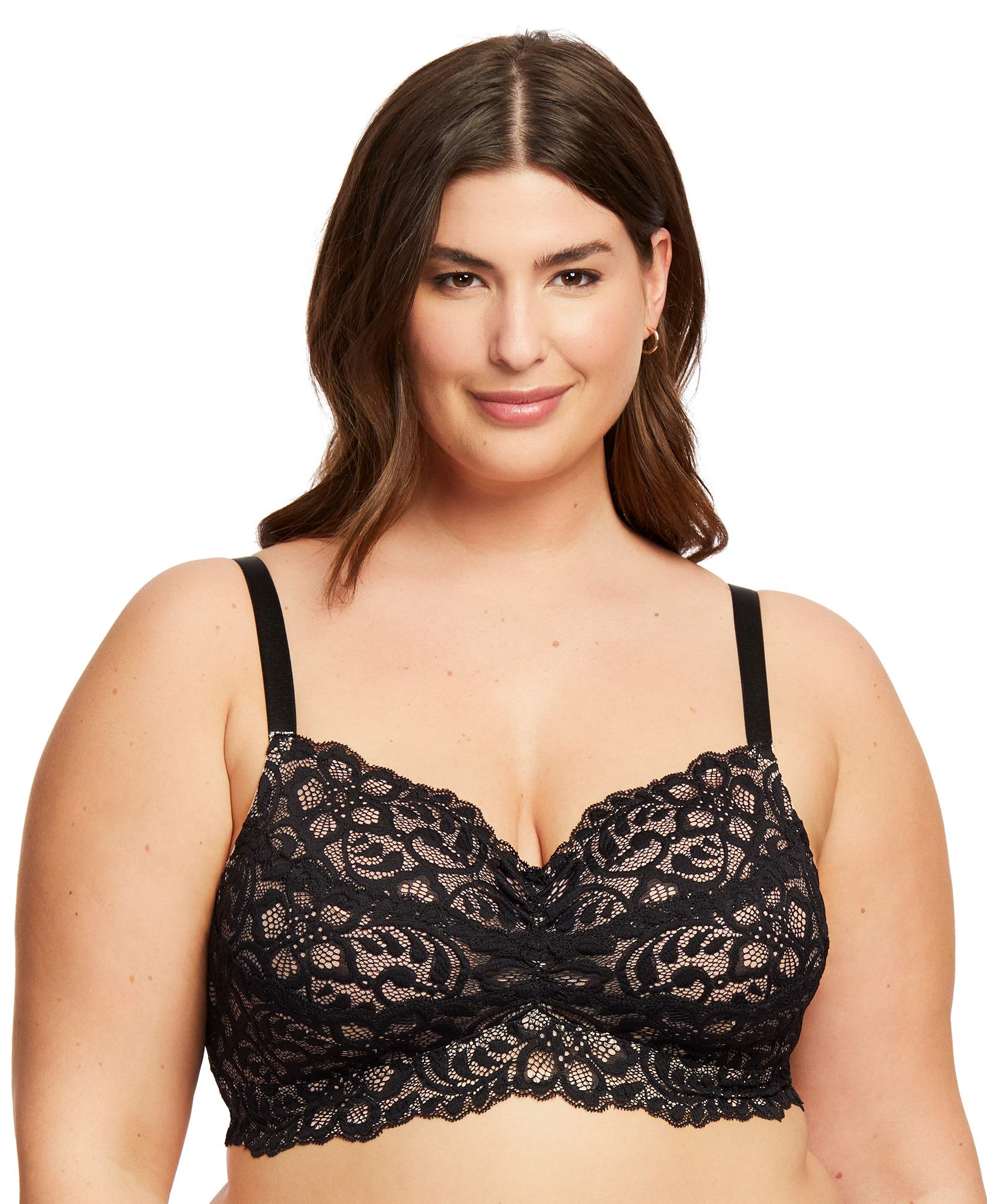 Women’s Plus Size Lace Bralette Unpadded Wireless Full Coverage Soft Cup  Lace Bra D to G Cups