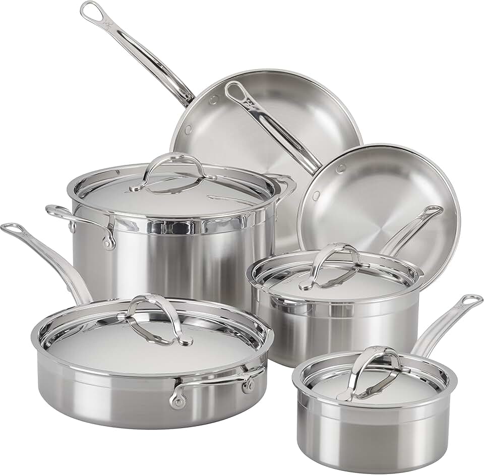 Amazon: Hestan ProBond Luxe 10-Piece Cookware Set, Professional Clad Stainless Steel, ProCore Tri-Ply Clad Construction, Polished Exterior, Induction