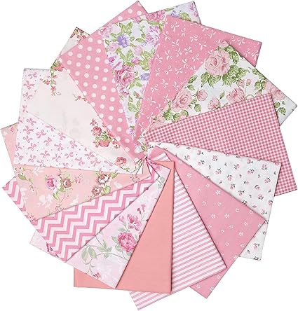 100% Cotton Quilting Fabric Bundles 14pcs Fat Quarters 18x22 inch- for Quilting, Sewing Project, Patchwork, DIY Crafts – Pink