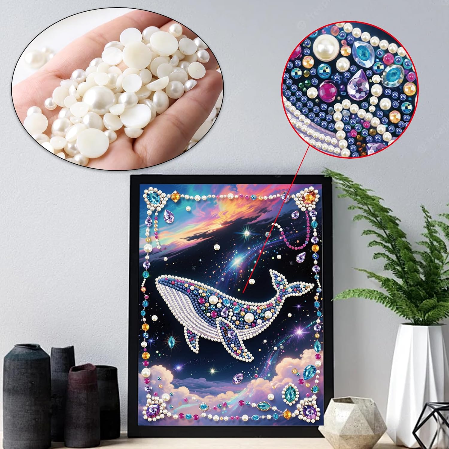 LazyFold DIY Pearl Diamond Art Painting Crafts Kit,Dolphin Creative Diamond dots Wall Decor for Bedroom Study Home Decor,Handmade Thoughtful House Present image 4