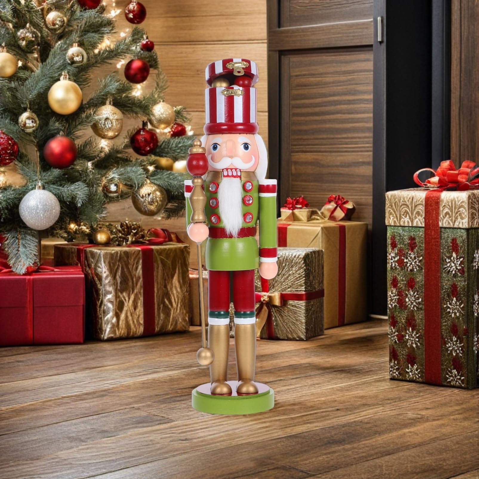 Cabilock Nussknacker-Soldat aus Holz als Weihnachtsdeko Traditionelle Tisch-Dekoration für Fensterbrett oder Kaminsims Festliches Party-aktionsfigur