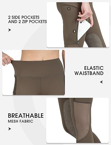 Miniatura 6 de FitsT4 - Mallas de equitación para mujer con bolsillos con cremallera, parche en la rodilla, malla de enfriamiento, pantalones ecuestres para la