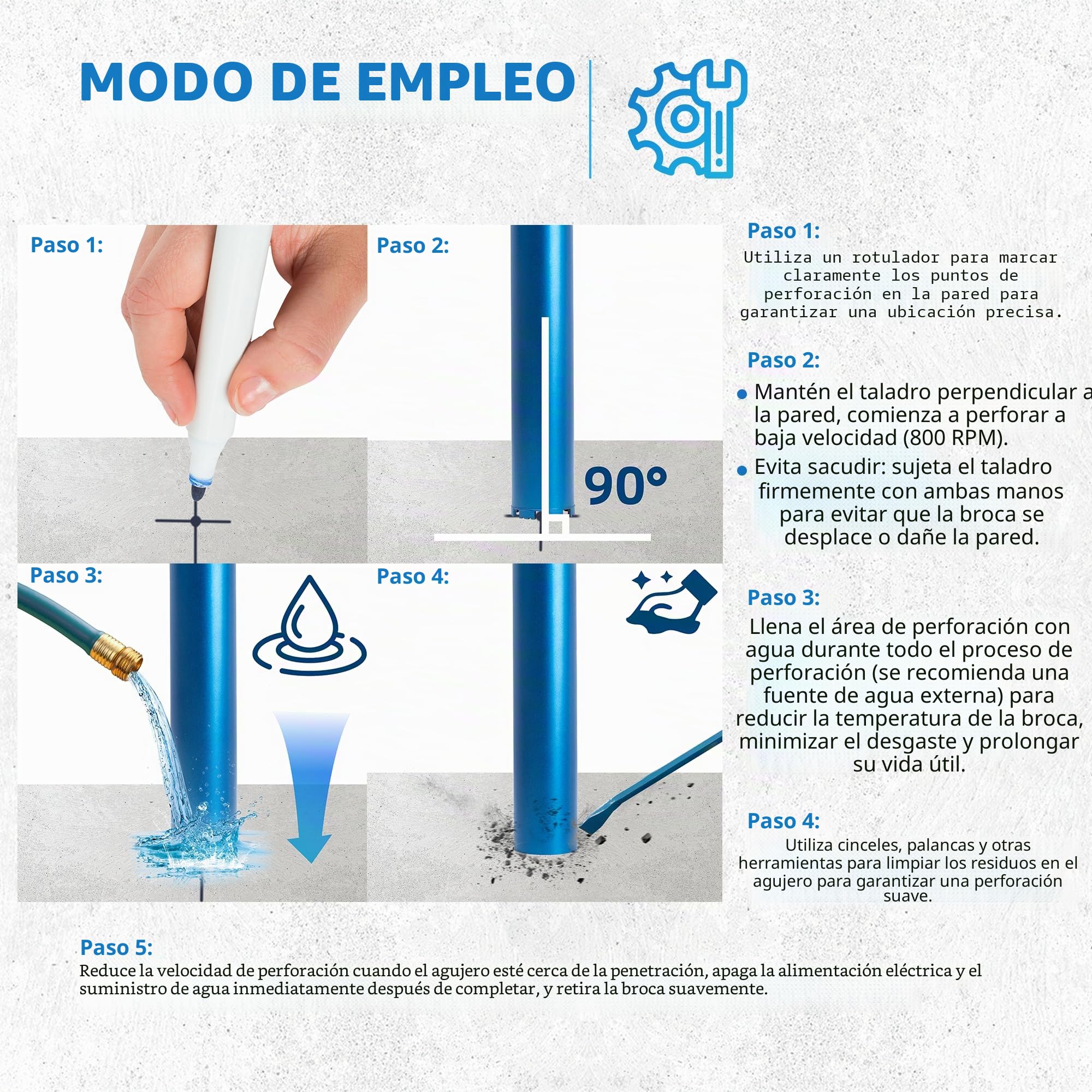 1¼" UNC Broca de Diamante Ø 132mm, Longitud útil 400 mm,Broca de Sierra de Agujero,Corona de Perforación de Diamantada para Hormigón,Cemento,Ladrillo,Piedra