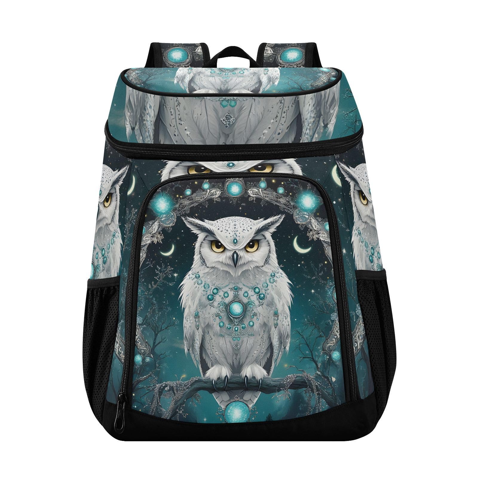 Owl Boho Forest Moon Cooler Backpack Cooler Insulated Leak Proof Lunch Backpack 36 Cans Waterproof Soft for Men Women Picnic Hiking Camping Beach