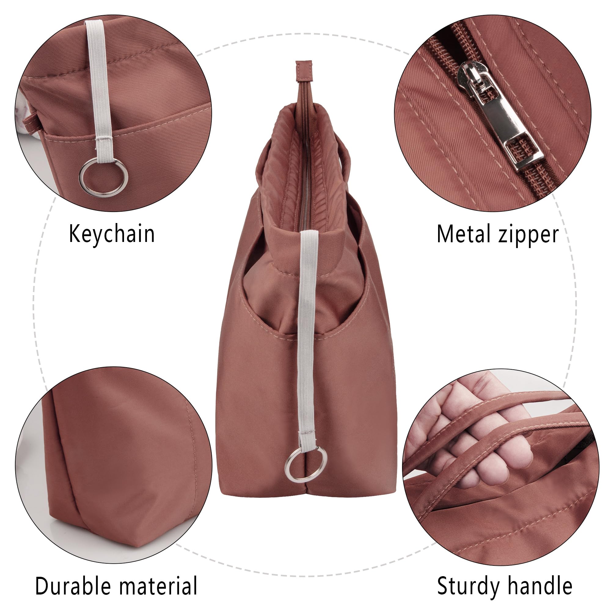 Organizadores de bolsa para bolso de mano en bolsa con forro de cremallera organizador de bolsa para mujeres 14 bolsillos 4