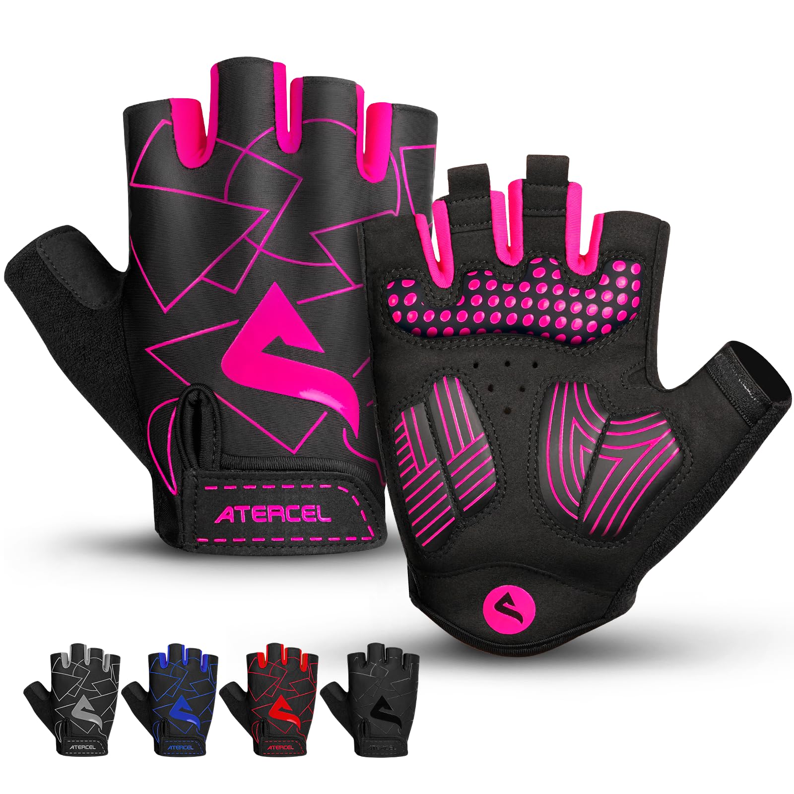 ATERCEL Fahrradhandschuhe Halbfinger für Herren Damen - Radsporthandschuhe MTB Handschuhe mit SBR-Polsterung für Radfahren, MTB, Fitness
