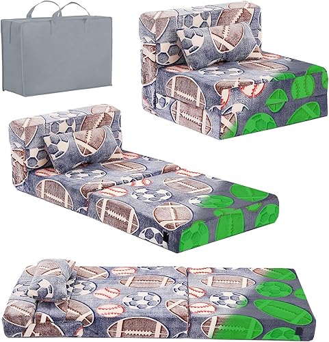Miniatura 11 de Tiita Colchón de Piso Plegable para Niños, Sofá Cama Plegable para Niños Pequeños, Futón Infantil Silla Cama Plegable que Brilla en la Oscuridad con
