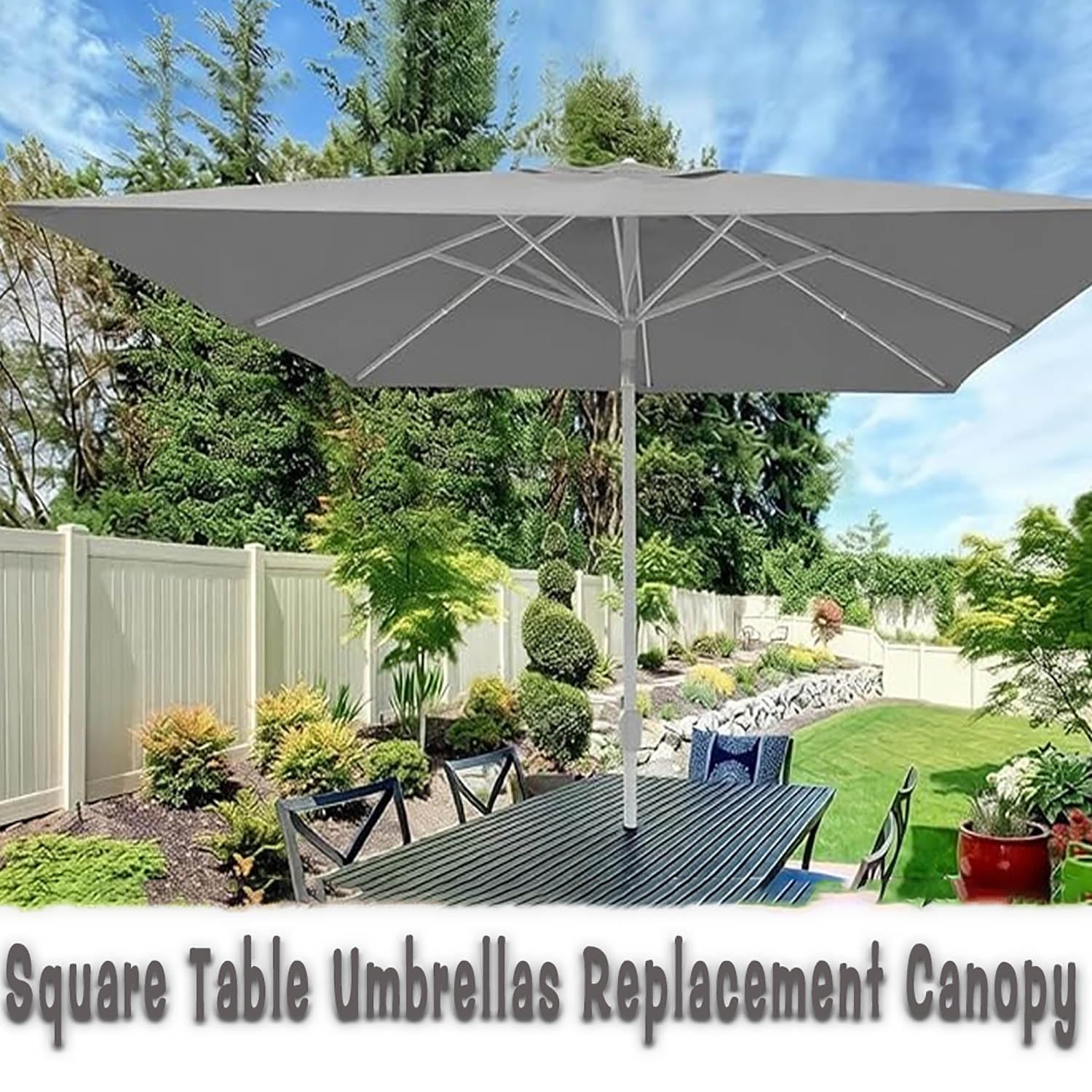 Copertura di Ricambio per Ombrellone da Esterno, 250cm 300cm Quadrato Parasole Impermeabile Telo, Baldacchino di Ricambio per Ombrelloni