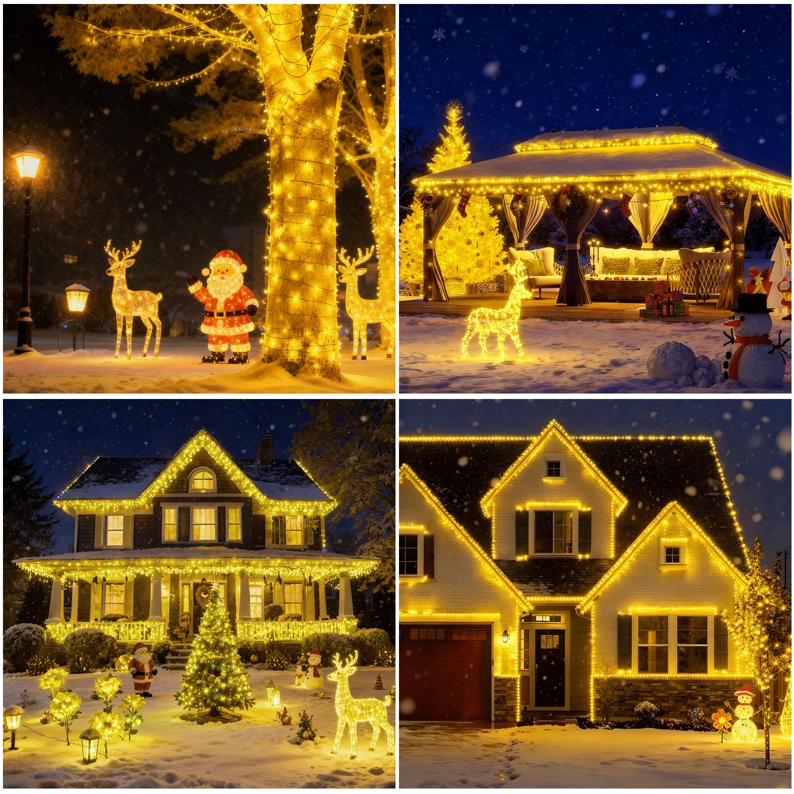 SOLARBABY Striscia di luci a energia solare, 40 m, 400 LED, impermeabili, 8 modalità, luci per giardino, albero di Natale, feste, vacanze, decorazioni natalizie per esterni/interni, bianco caldo