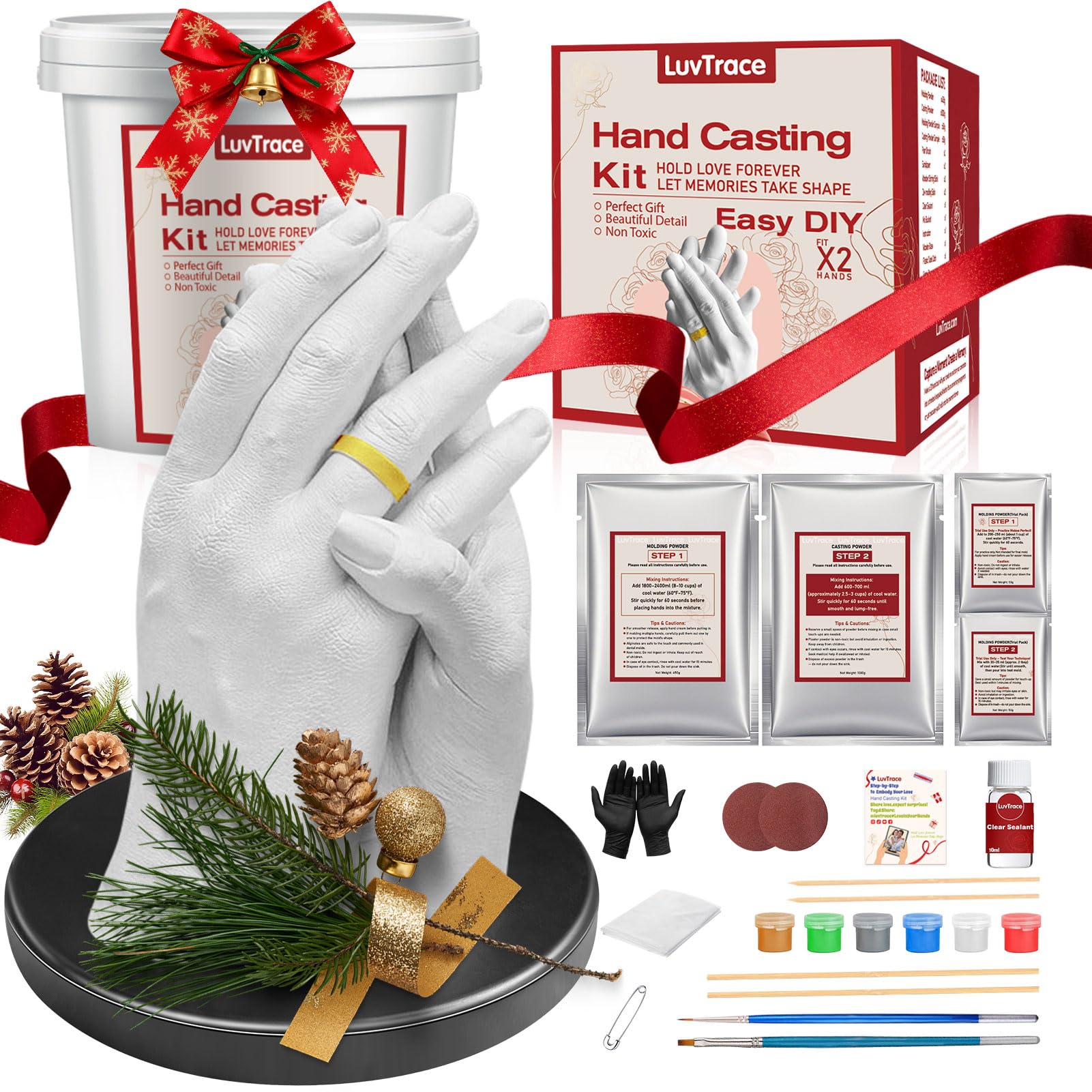 LUVTRACE Special Commemorative Edition Hand Casting Kit – Couples Easy DIY Plaster Mold Kit Romantic Keepsake Gift for Anniversary, Wedding, Birthday, Valentine’s Day