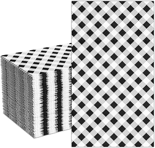 Miniatura 8 de DYLIVeS Servilletas a cuadros verdes, paquete de 80 toallas de invitados a cuadros verdes y blancos, servilletas de fiesta, toallas de mano de papel