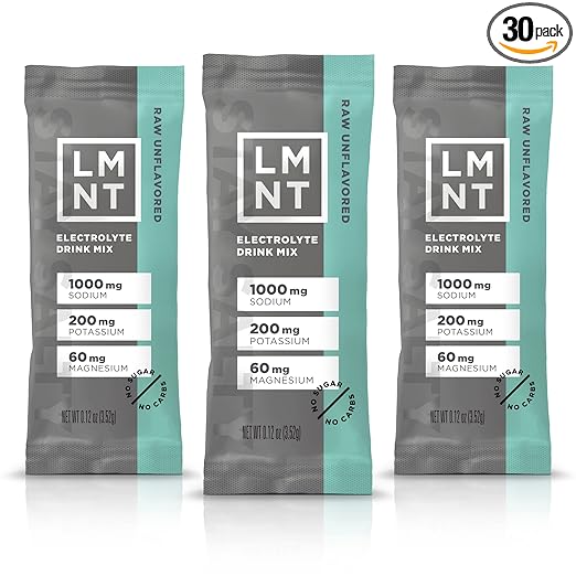 LMNT Zero Sugar Electrolytes - Raw Unflavored Salt | Drink Mix | 30-Count