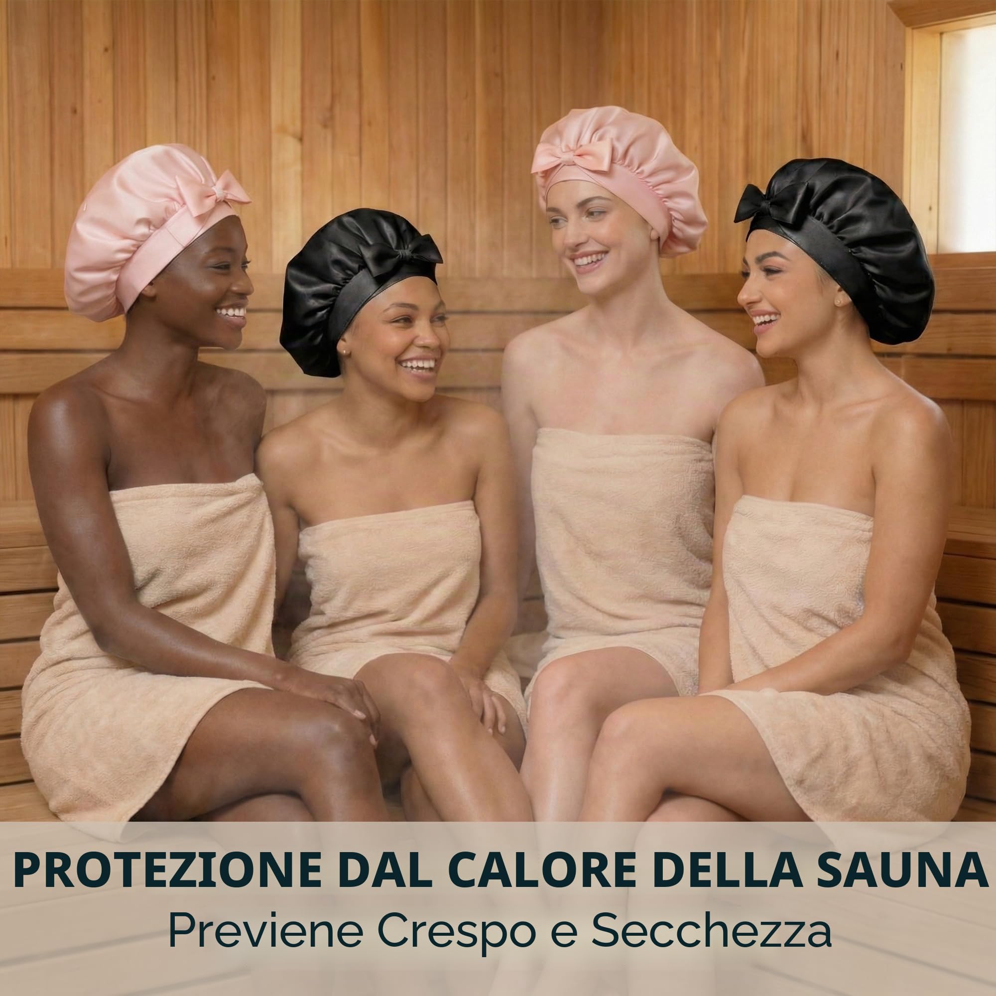 Golden Star Beauty Berretto in Seta di gelso, per Dormire e Notte, per Donne, Capelli Ricci, Turbante in Raso
