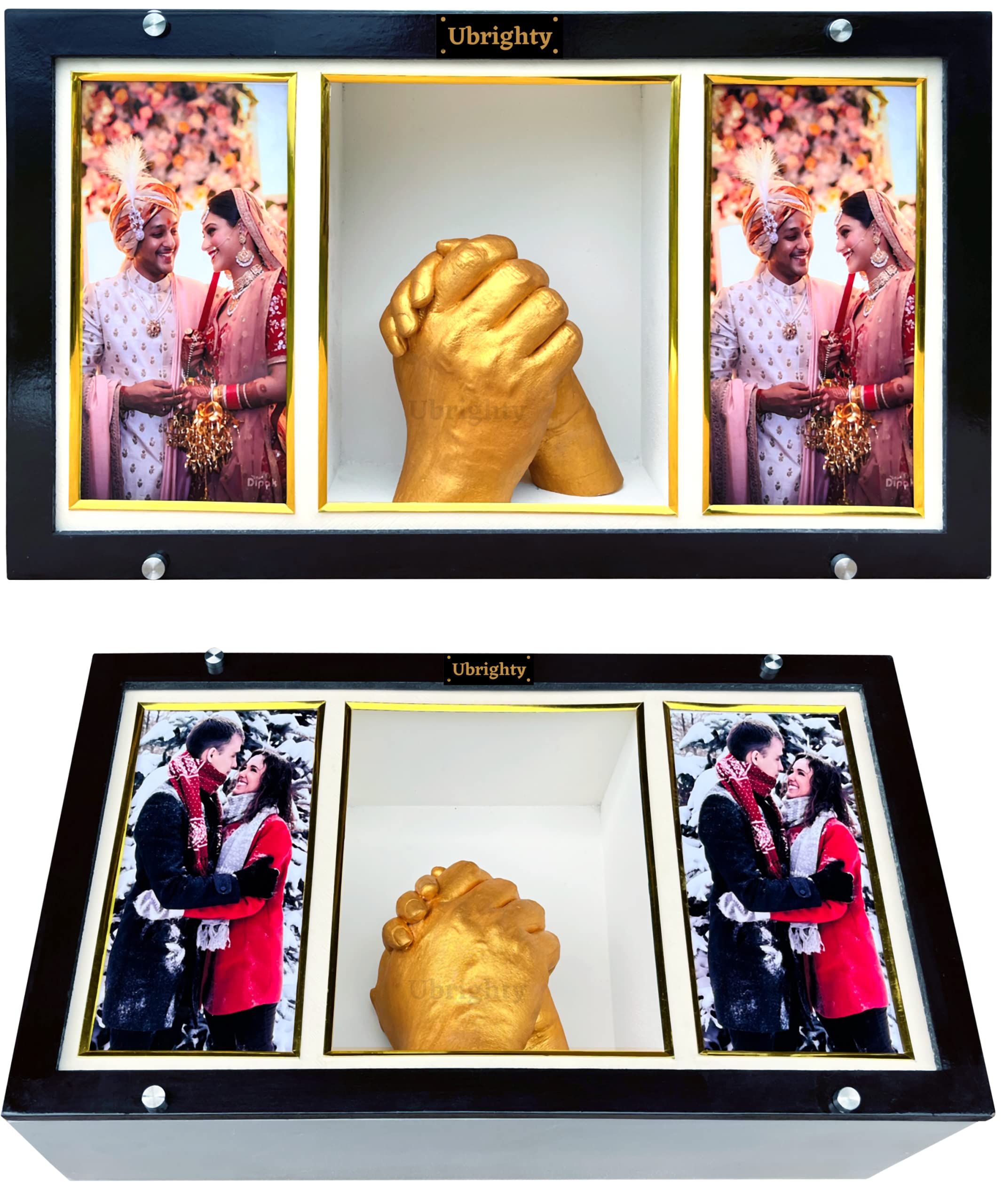3D Couple Casting Frame | (ONLY Display Box) Hand Casting Display Box for Couple Parents Baby,Friends for Hand Casting (Couple FRAM 3 Section)