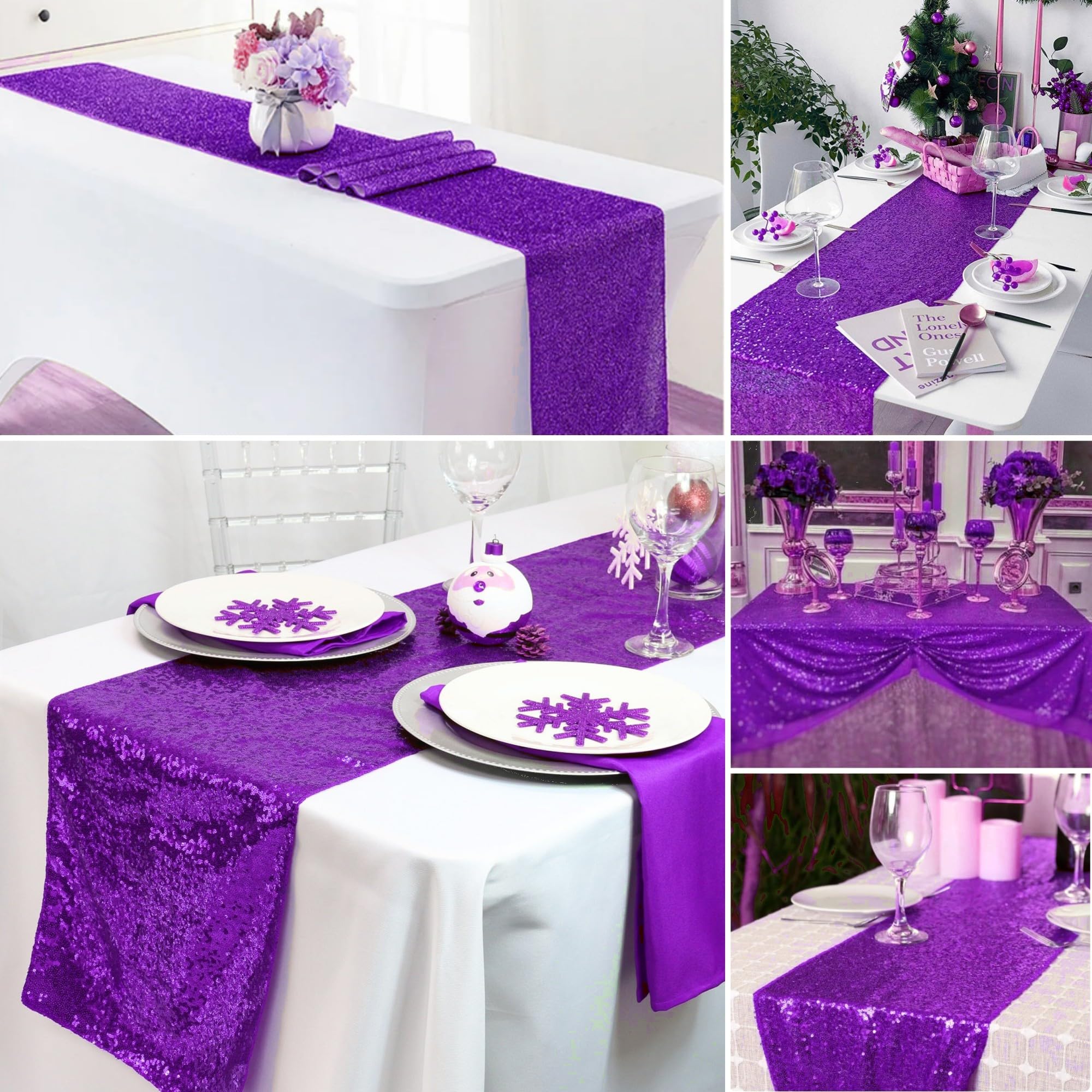 Confezione da 15 runner da tavola con paillettes metallizzate scintillanti, runner da tavola per matrimoni, fidanzamenti, feste di compleanno, feste di fidanzamento, cene, baby shower, decorazioni