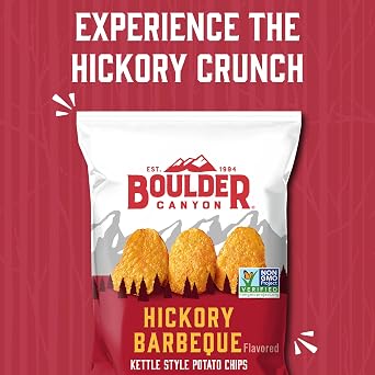 Boulder Canyon Avocado Oil Kettle Style Potato Chips Variety Pack, 18 Count - Gluten-Free, Non-GMO, Hickory Barbecue, Classic Sea Salt, Sea Salt & Cracked Pepper (1 oz Bags)