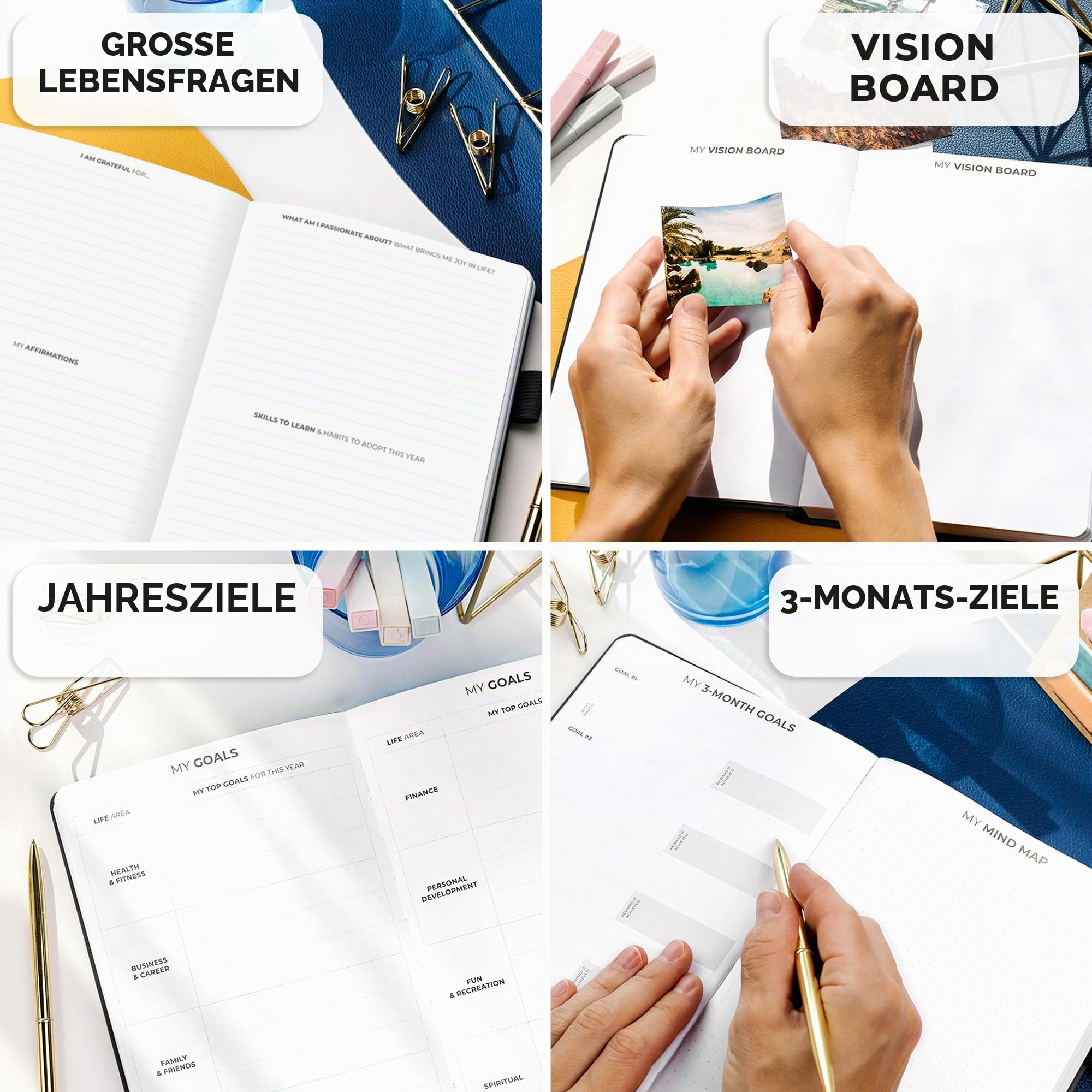 Clever Fox Planer Premium Edition - Luxuriöser Wochen & Monatsplaner zur Produktivitätssteigerung und zum Erreichen Ihrer Ziele - Organizer - Undatiert, Start jederzeit möglich, A5 - Schwarz