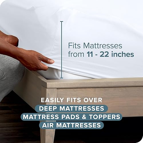 Miniatura 5 de Bare Home Juego de sábanas individual XL, bolsillos profundos de 22 pulgadas, tamaño de dormitorio universitario, sábanas de microfibra ultrasuave