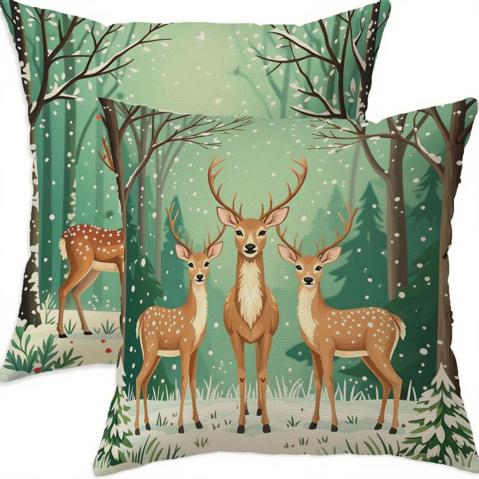Housse coussin 75x75cm imperméable cyan anti-tache en lin avec zip invisible