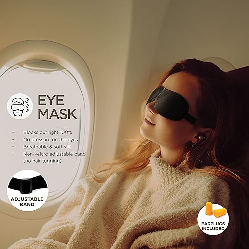 Miniatura 6 de Almohada de cuello de avión incluye almohada de viaje + soporte para teléfono de avión + máscaras de ojos + hamaca de pies + tapones para los oídos