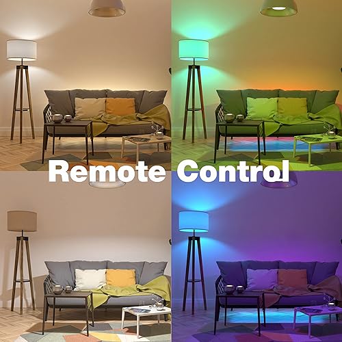 Miniatura 4 de Bombillas LED inteligentes que cambian de color que funcionan con Alexa y Google Home por Smart Life APP 9 W base E26 A19 paquete de 4